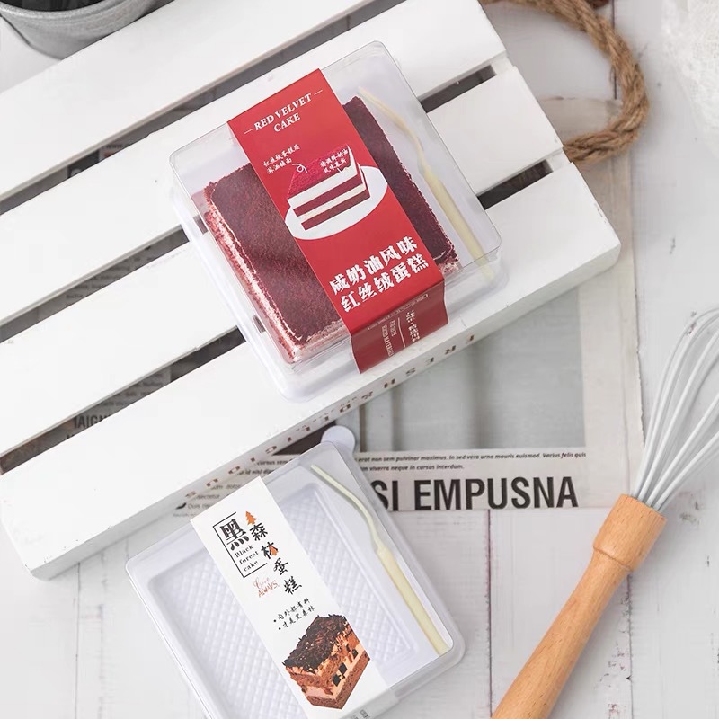 Picture of Red Velvet Cake Black Forest Packaging Box Anti-fog Transparent Cake Blister Box Cut Box Baking Packaging Packaging Box