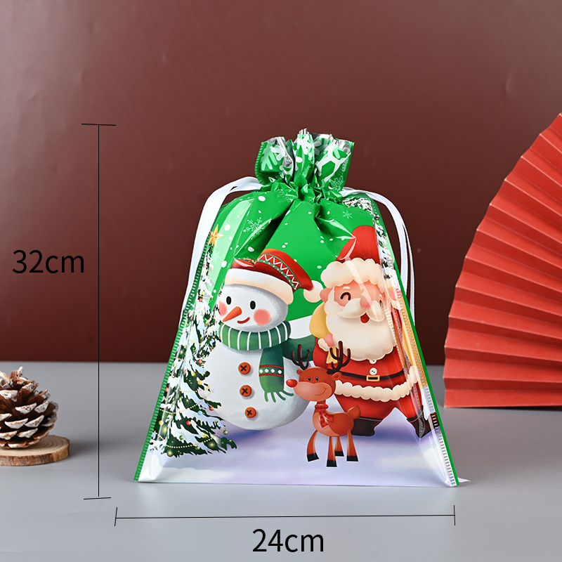 Picture of Cross-border Amazon Christmas Gift Bag Drawstring Bag Christmas Gift Packaging Bag Ping An Fruit Snowflake Crisp Bag