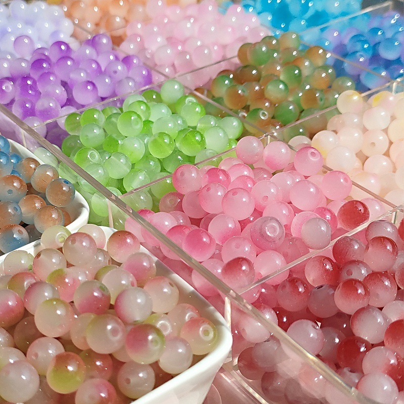 Picture of 8mm two-color glass beads gradient loose beads handmade diy bracelet accessories wholesale necklace jewelry beaded material