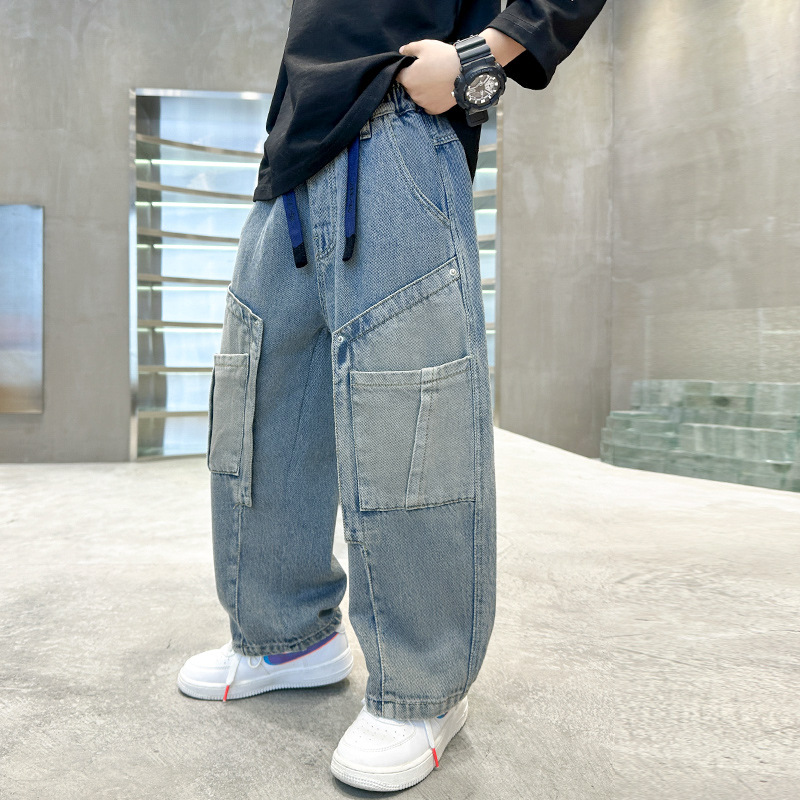 Picture of Children's Clothing Boys Spring Pants 2025 New Spring & Fall Style Medium and Large Kidsren's Jeans Spring Boys and Kidsren's Pants Trendy