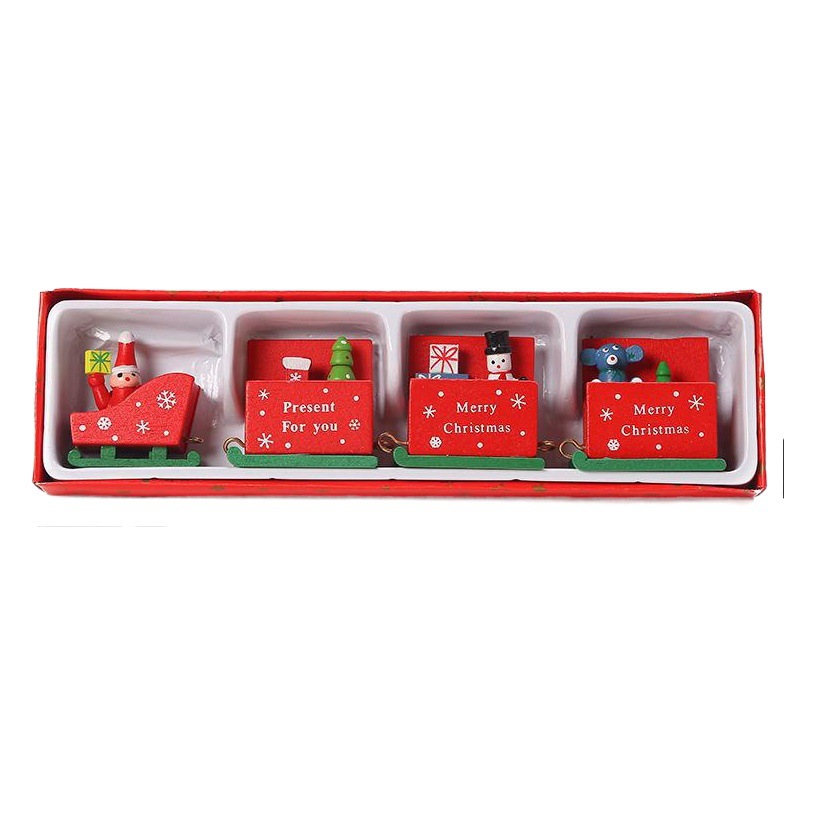 Cross-Border Christmas Wooden Train Decoration Children's Toys Cake Gift Ornaments Crafts Christmas Decoration
