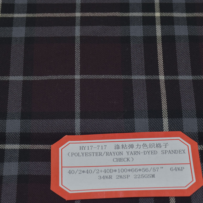 Yarn-dyed plaid polyester viscose elastic Plaid 40/2 yarn-dyed plaid pants 40D yarn-dyed plaid trench coat