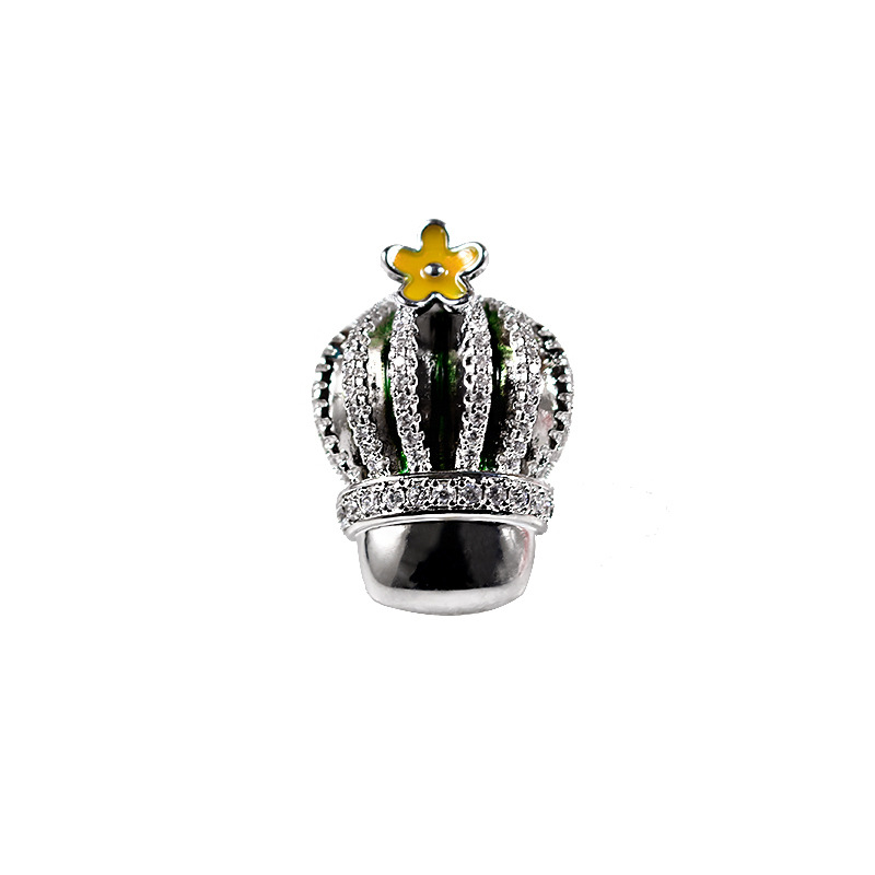 Picture of Workmanship thick gold-plated crystal cactus anti-light buckle tide personality collar pin copper zircon brooch X1955
