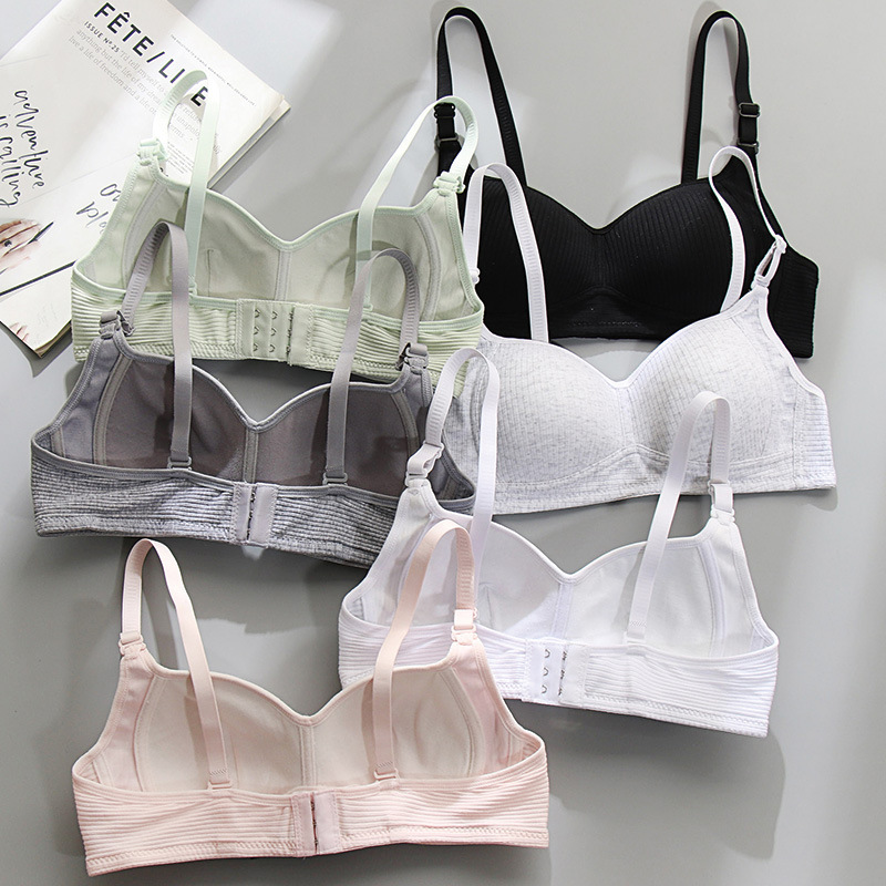 Picture of Side Collected Anti-sagging Underwear Women's Non-rimless Bra for College Students High School Girls Small Chest Gathering Pure Cotton Thin Bra