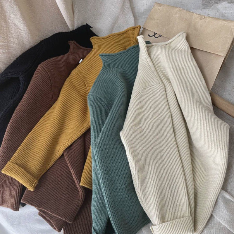 Picture of [in stock] South Korea children's baby half high collar solid color base shirt for boys and girls spring and autumn pullover new knitted