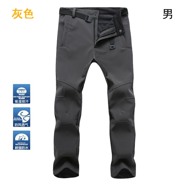 Picture of Outdoor Sports Rush Pants Men's Slim-fit Thickened Autumn and Winter Large Size Windproof Soft Shell Fleece Ski Climbing Pants Women