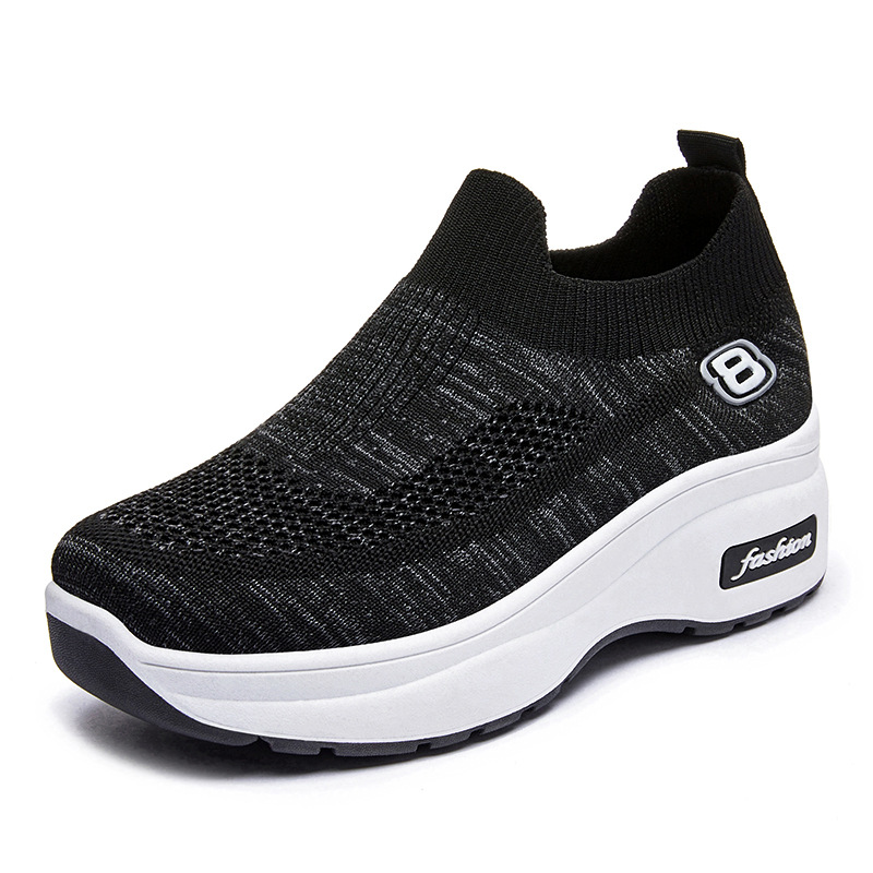 Picture of Women's Shoes, New Autumn Style, Thick-Soled Casual Shoes, Soft-Soled Comfortable Height-Increasing Shoes, Versatile Single Shoes, Fly-Knit Breathable Mesh Shoes