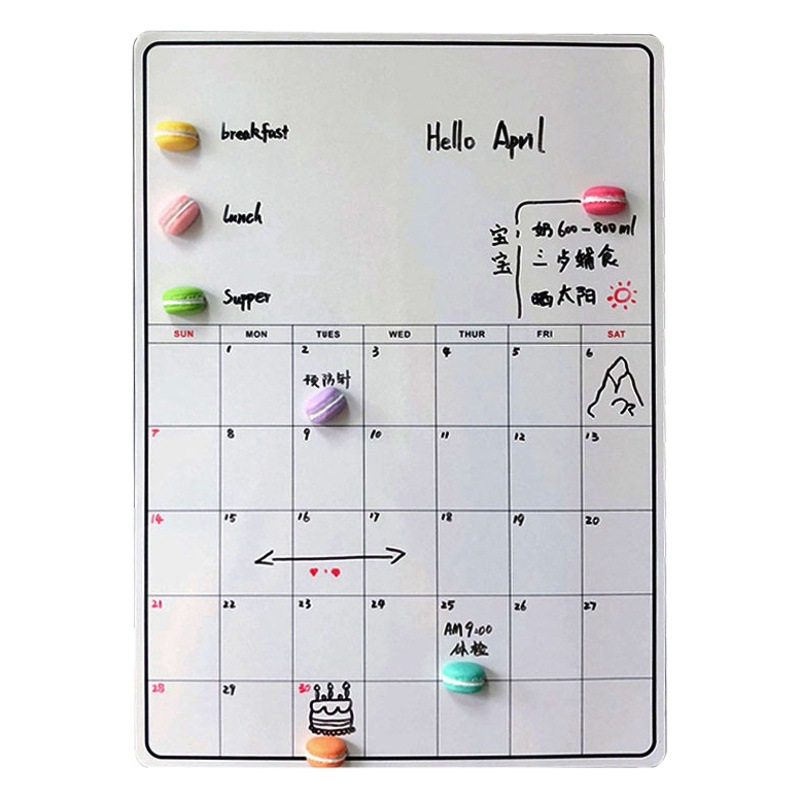 Magnetic soft whiteboard children's learning schedule schedule time clock-in removable memo writing board refrigerator magnet