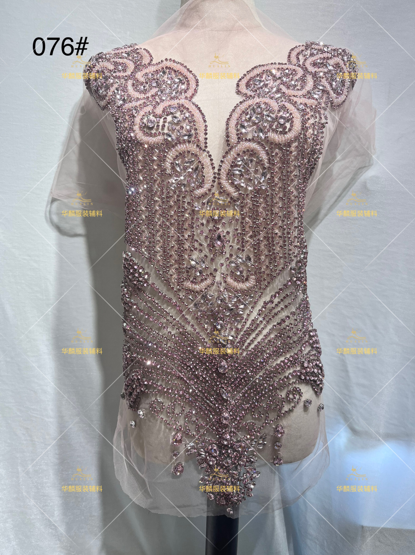 Picture of Hot Selling 18-Color Rhinestone Beading Xiuhe Clothing Applique Mesh Embroider Evening Dress Cutting Patch Cross-Border Wedding Accessories