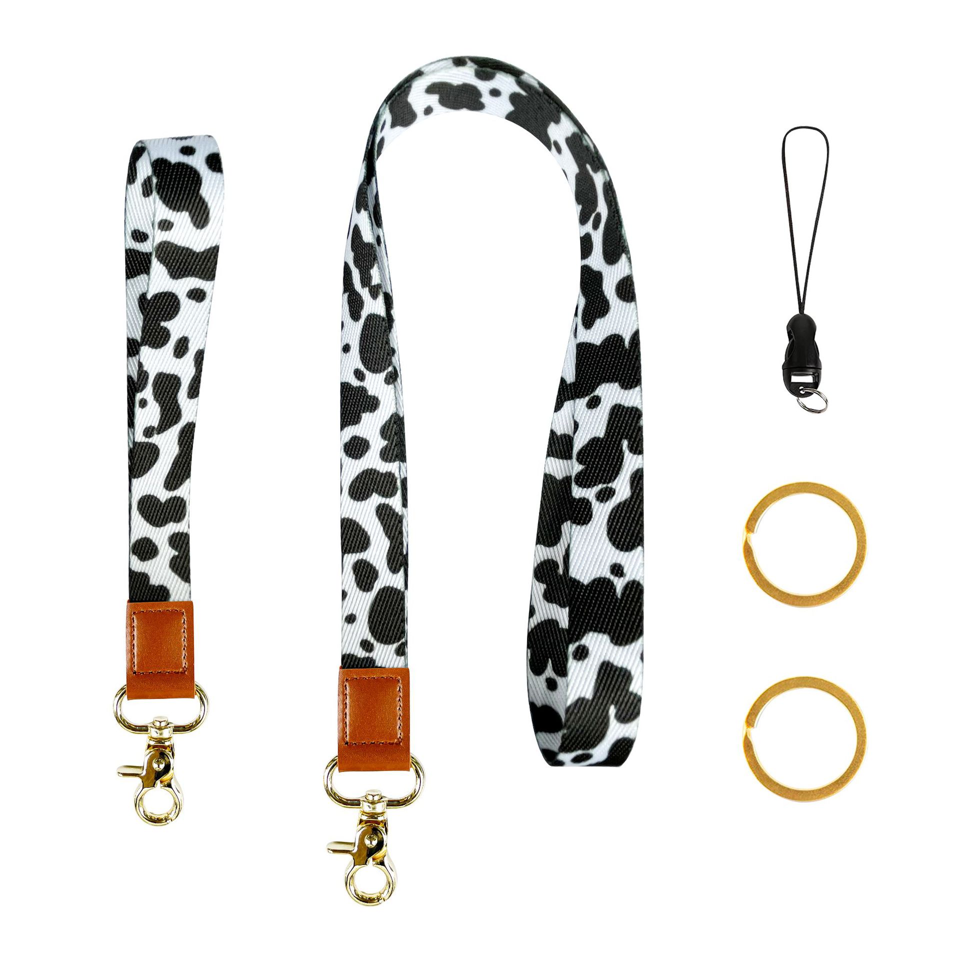 Picture of Cactus Peony Flower Floral Polyester Wrist Strap Thickened Leopard Certificate Lanyard Mobile Phone Rope