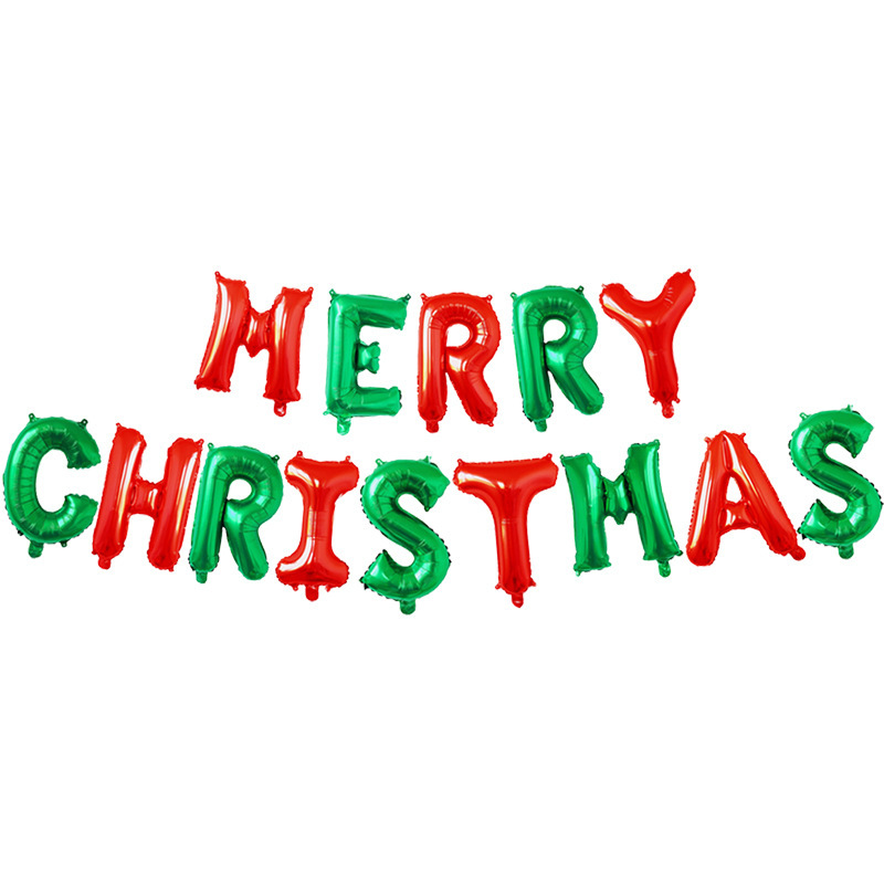 Picture of 16 inch Christmas balloon MERRYCHRISTMAS balloon Merry Christmas set cross border New Year decoration