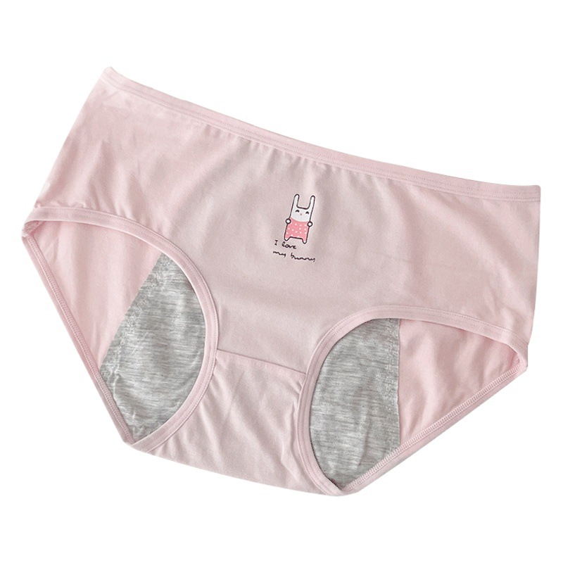 Cartoon girl's physiological pants front and back anti-side leakage mid-waist breathable cotton menstruation pants physiological period underwear ladies