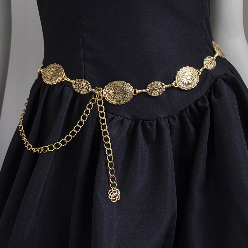 Bohemian Waist Chain Vintage Embossed Old Classic Women's Metal Carved Women's Waist Chain