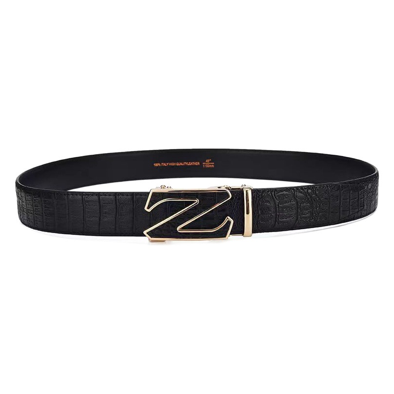 Men's Automatic Buckle Two-Layer Cowhide Belt Casual Versatile Korean Style Trendy Trouser Belt Wholesale Genuine Leather