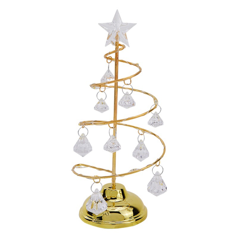Christmas decoration gift electroplating iron tree LED luminous crystal Christmas tree crystal table decoration night light
