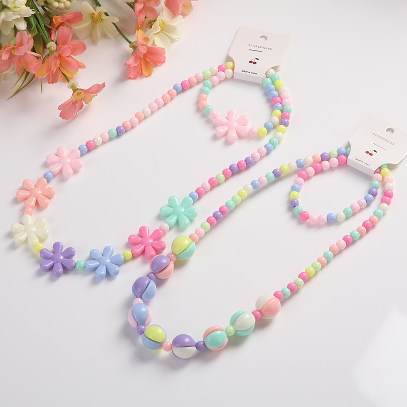 Picture of Korean version of candy color necklace children's spot jewelry beads necklace bracelet two-piece set Yiwu jewelry wholesale