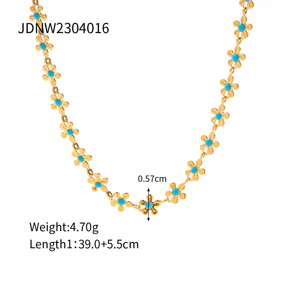 Picture of European and American ins style new Chinese style pastoral oil drop flower necklace bracelet titanium steel 18K gold non-fading jewelry