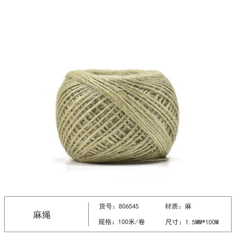 Hemp Rope Diy Material Thick Hand-woven Flowers Flower Bags with Decorations Hemp Thread Binding Rope Retro Style