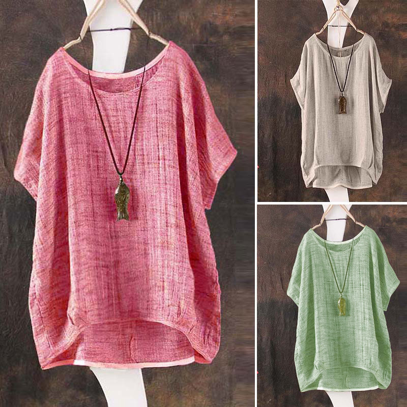 Spring and Summer 2018 New Retro Literary Style Round Neck Loose Casual Short-sleeved plus size T-shirt