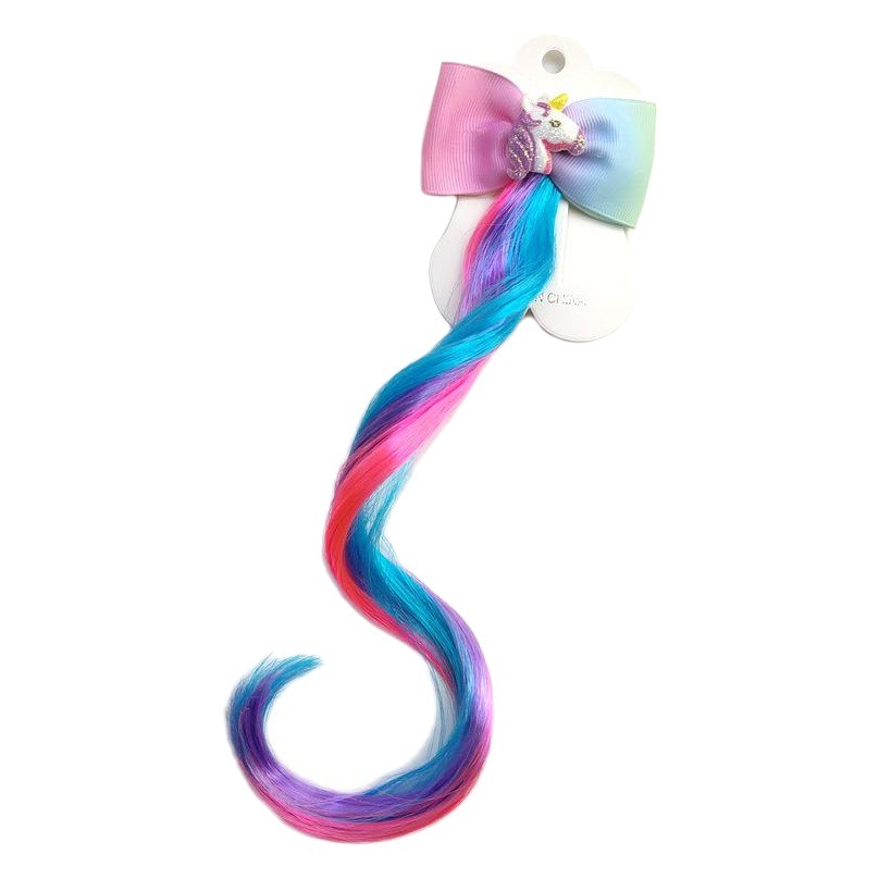 Korean Kidsren's Hair Accessories Ins Colorful Personalized Wig Braid Unicorn Hairpin Girls Bow Hairpin Clip