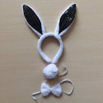 Picture of Cross-border Easter Plush Sequin Rabbit Headband Three-piece Set Ears Headband Bow Ties Children's Festival Performance Road