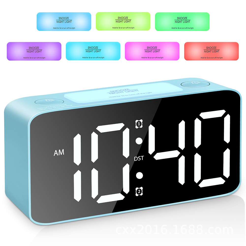 Picture of 2020 RGB Large Character Large Screen Large Tone Electronic Clock Student Alarm Clock Hot Products Amazon Hot Selling Factory Straight