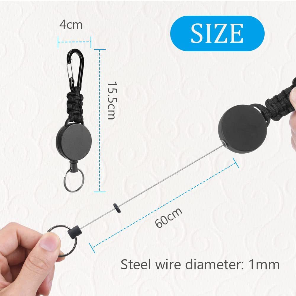 Picture of 4cm black plastic round mountaineering buckle umbrella rope woven retractable easy pull key chain high elastic easy pull buckle