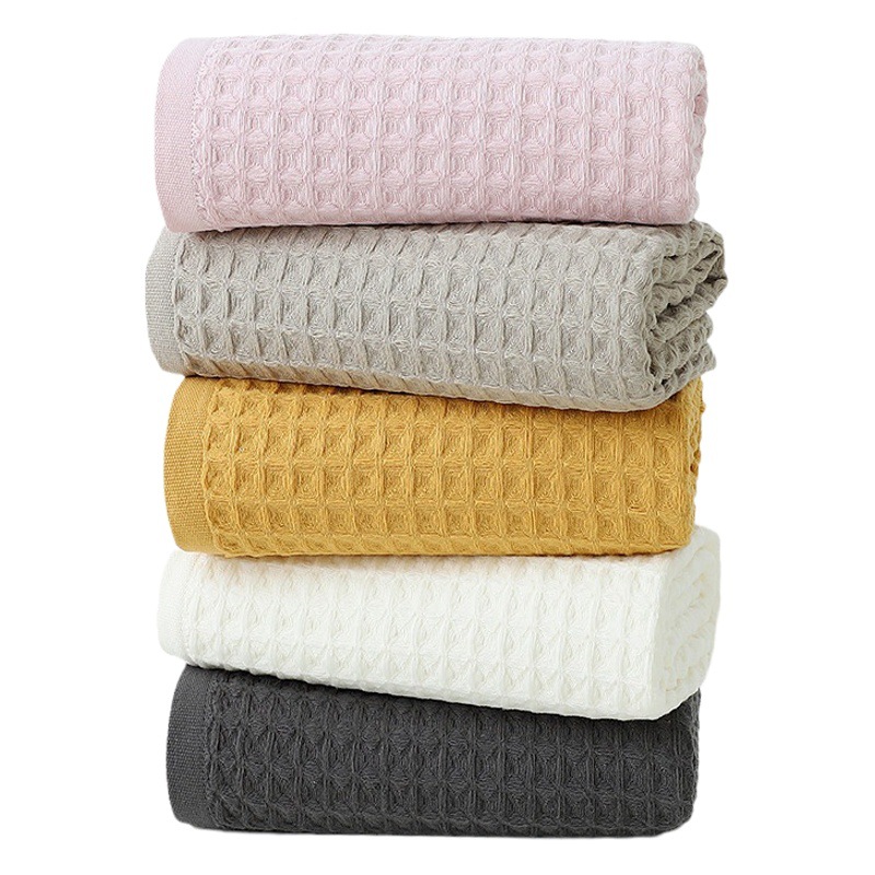 Cross-Border Supply of Xinjiang Cotton Pure Cotton Bath Towels, Soft Household Water-Absorbent and Quick-Drying Men's and Women's Multi-Color Waffle Large Bath Towels