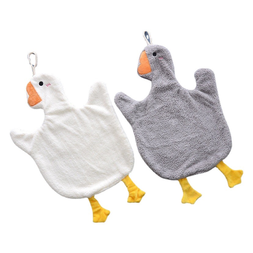 Goose Hand Wipe Towel Kitchen Bathroom Household Cute Cartoon Hanging Children Adult Thickened Water Absorbent Towel