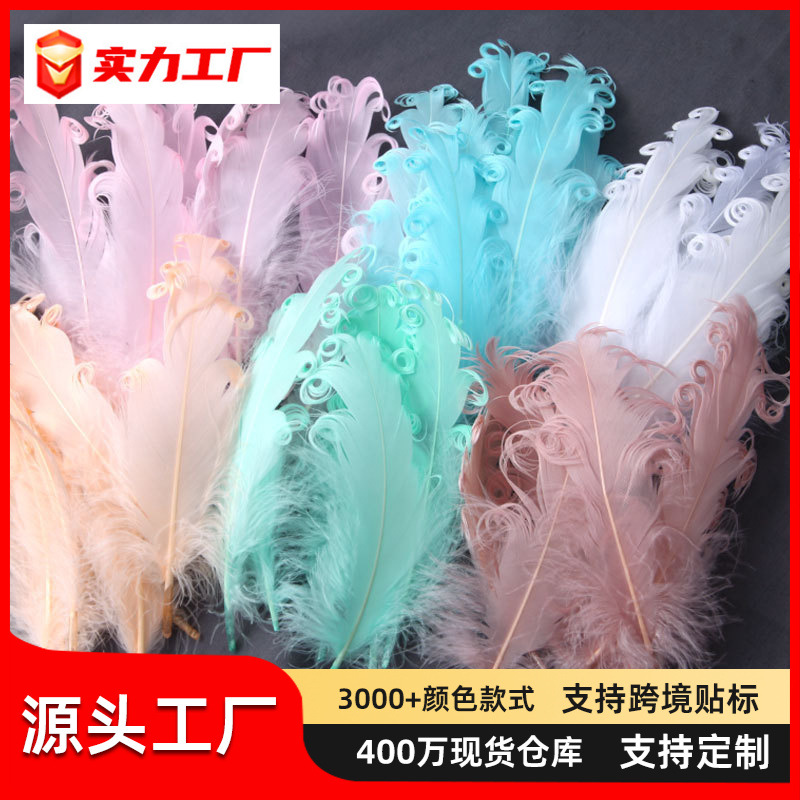 Factory wholesale goose feather soft large floating curly hair handmade diy feather color crafts jewelry art decoration materials