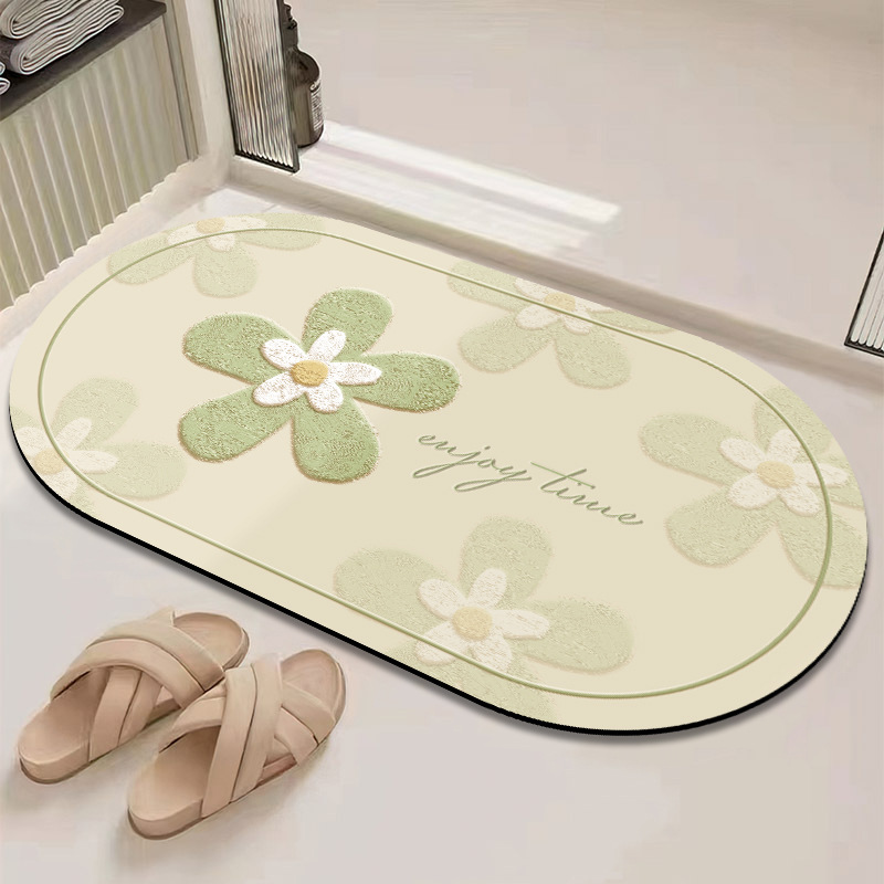 Small Fresh Household Toilet Door Carpet Toilet Water Absorbent Quick-drying Non-slip Foot Mat Bathroom Soft Diatom Mud Mat