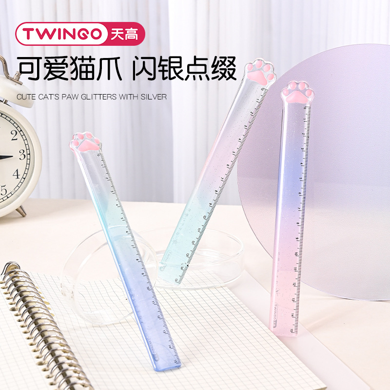 Tiangao manufacturers wholesale new cat's claw ruler high color value primary school students measuring ruler cartoon creative drawing bookmark