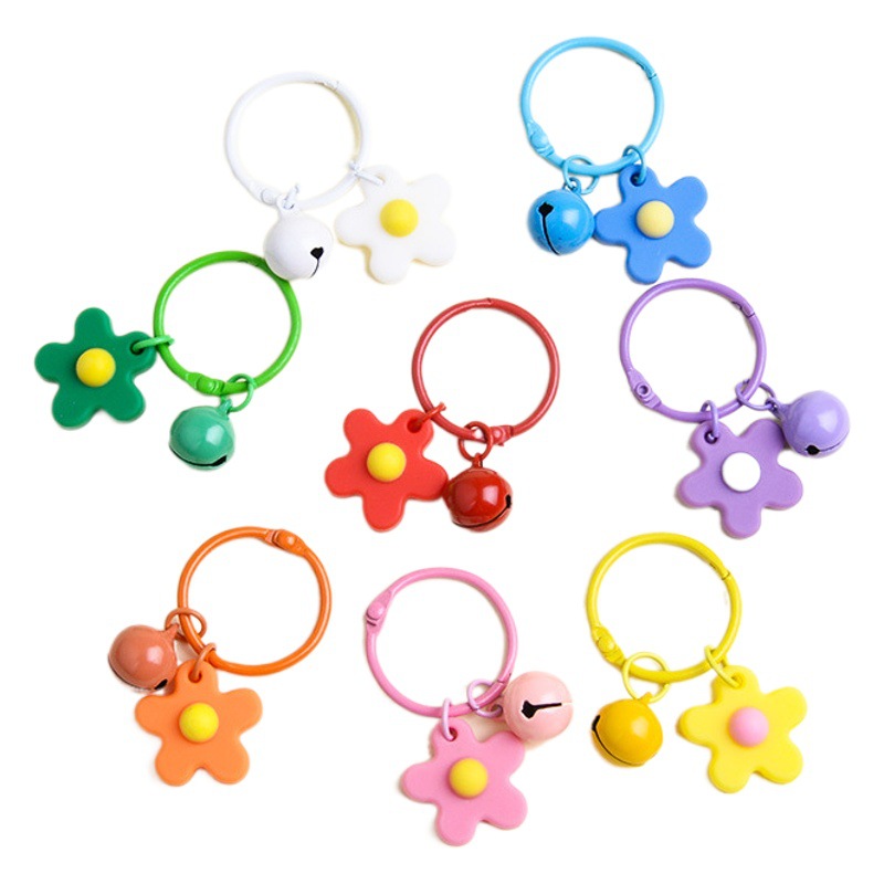 Korean Style Hyun-a Small Fresh Color Small Flower Bell Keychain Tanabata Gift Key Ring Bag Women's Hanging Accessories