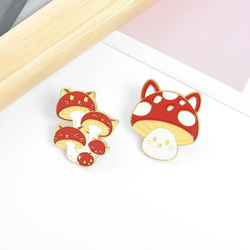 Picture of Cartoon cute 21 mushroom suit mushroom man and frog alloy brooch suit cute anti-light badge