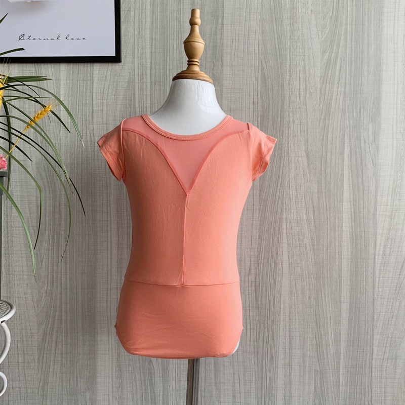 Picture of Children's Dance Training Clothing Mesh One-piece Open Crotch Hidden Button Summer Short-sleeved Clothing Chinese Folk Dance Test Grade Female