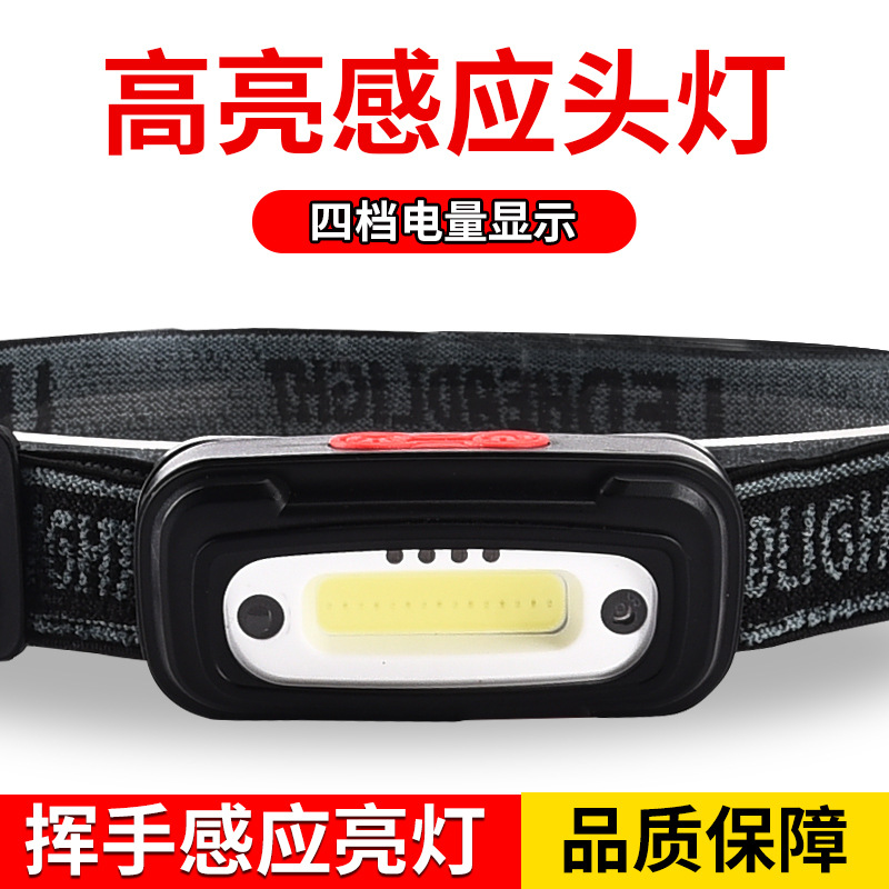 Induction led headlamp head-mounted night fishing headlamp mini COB strong light outdoor small headlamp charging cross-border