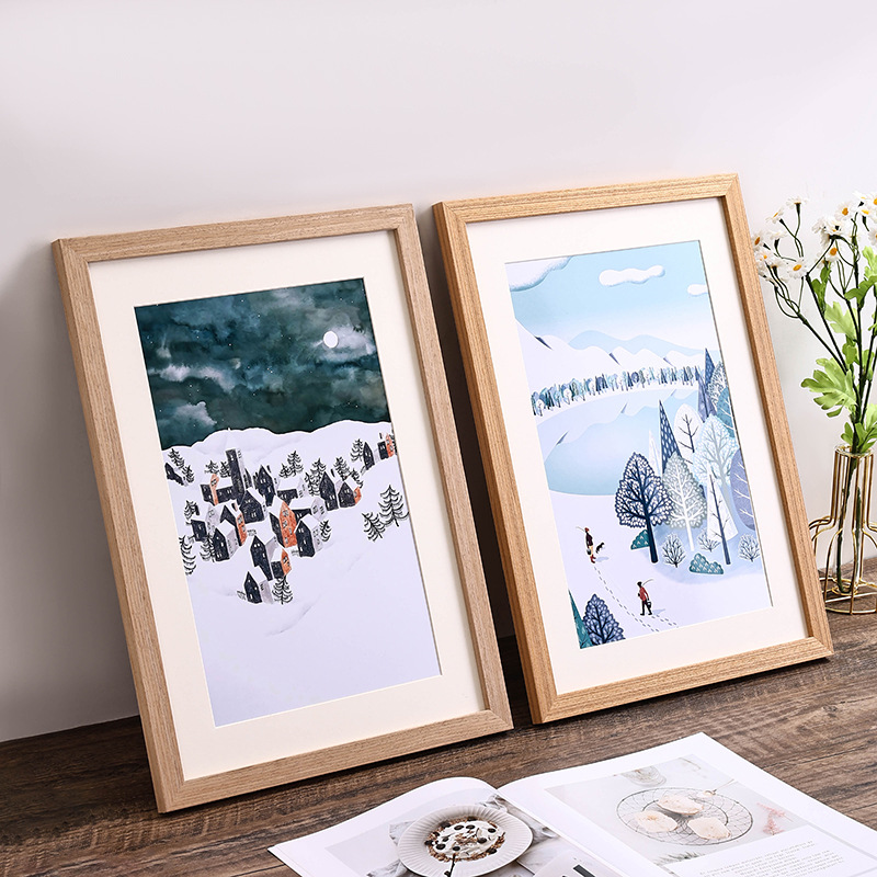 Picture of Solid wood photo frame mounting picture frame wall hanging A3 inch 16 decoration a4 inch 4 open 8K puzzle frame creative photo wall wooden