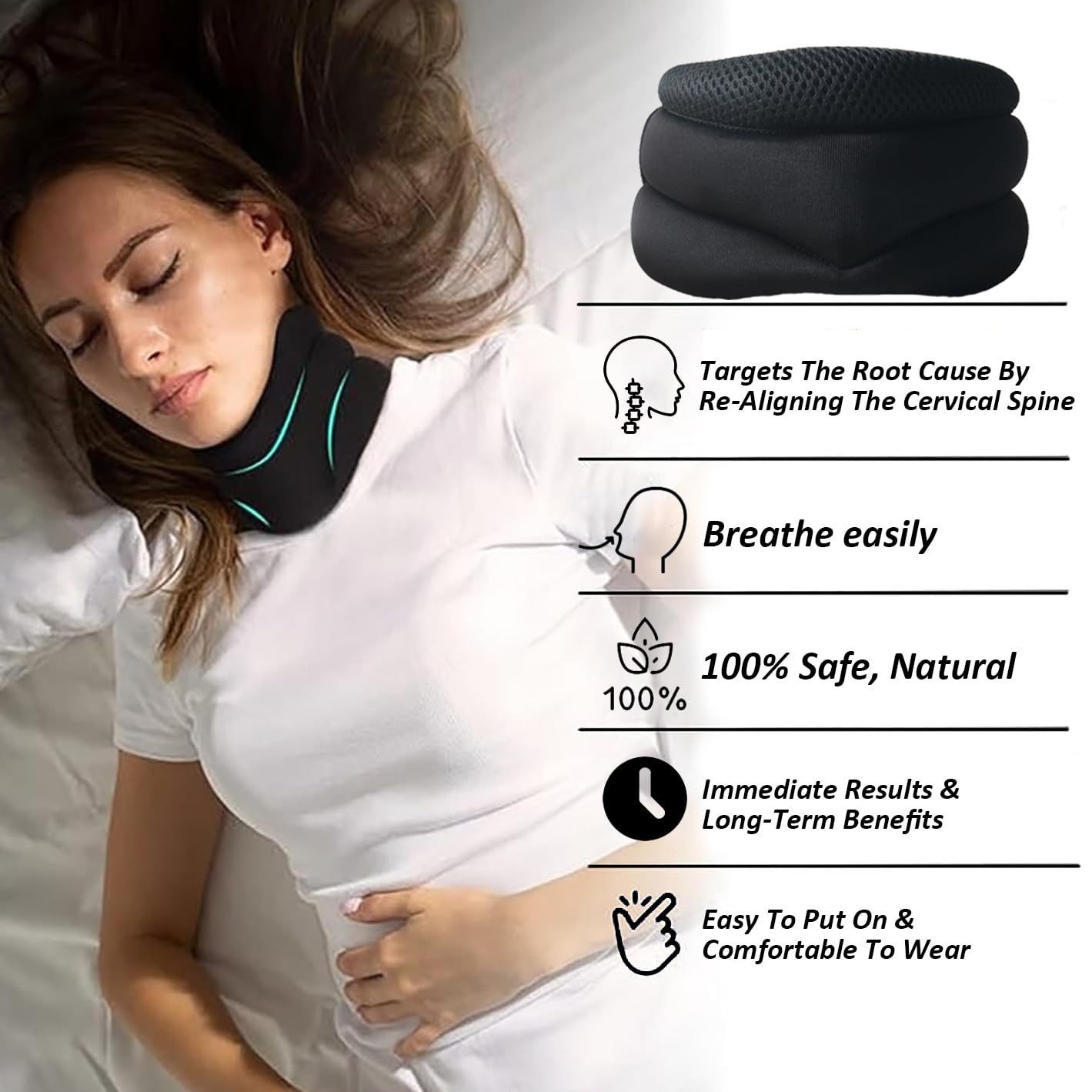 Picture of Cross-border three-layer sponge neck protection breathable high-elastic anti-bow forward cervical neck decompression office neck protection collar