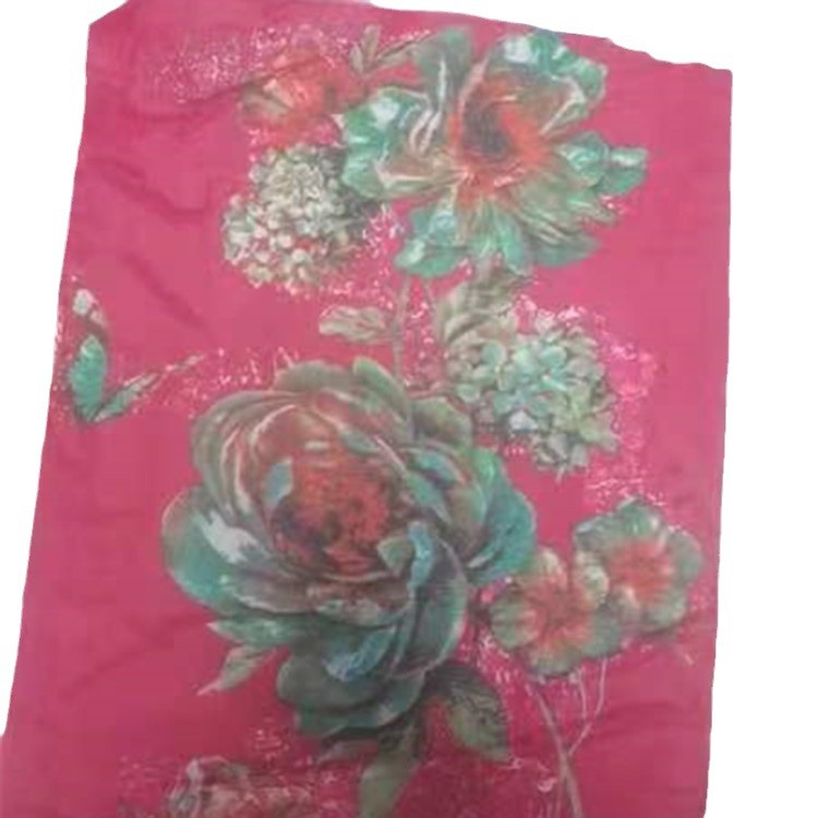 Picture of Factory straight hair mesh fabric mesh flower printing digital printing fabric