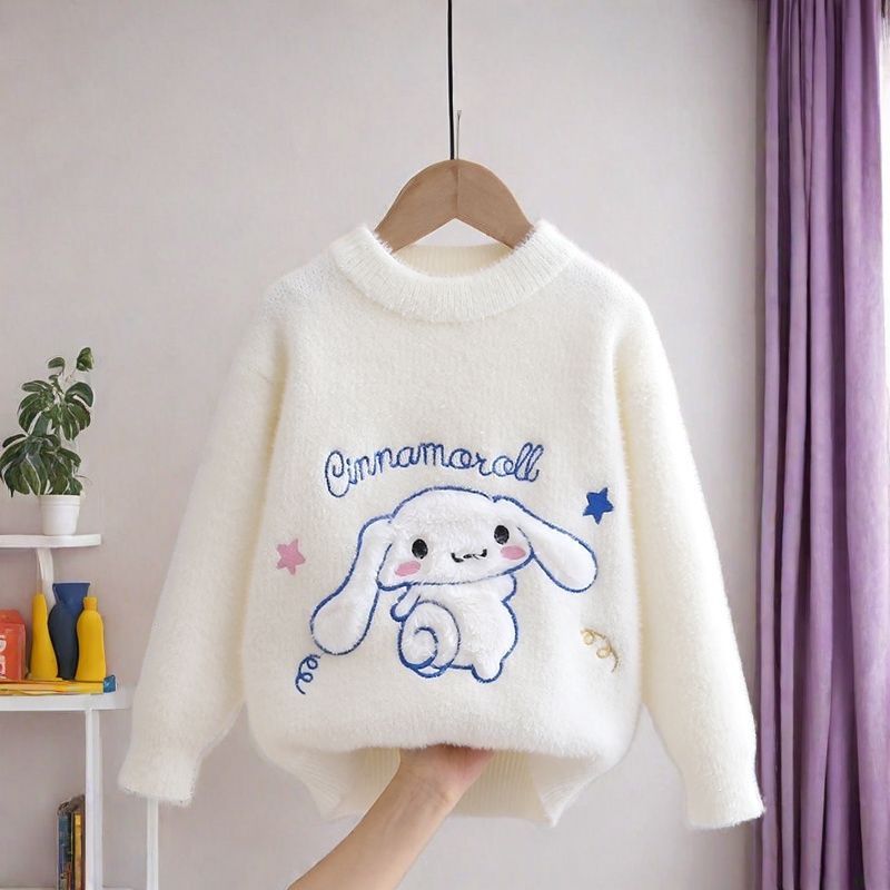 [2025 Yugui Dog] Girls' Winter Sweater New Autumn and Winter Mink Velvet Knitted Shirt Big Children's Base Shirt