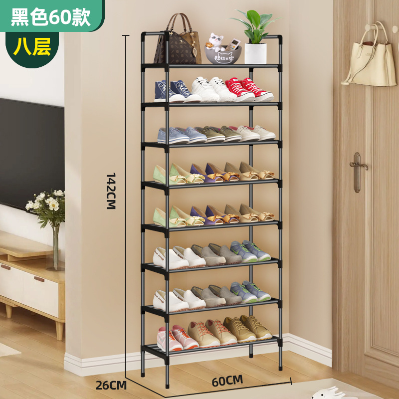 Picture of Simple Shoe Rack Multi-layer Folding Shoe Cabinet Economical Household Bedroom Metal Black Rack Shoe Rack