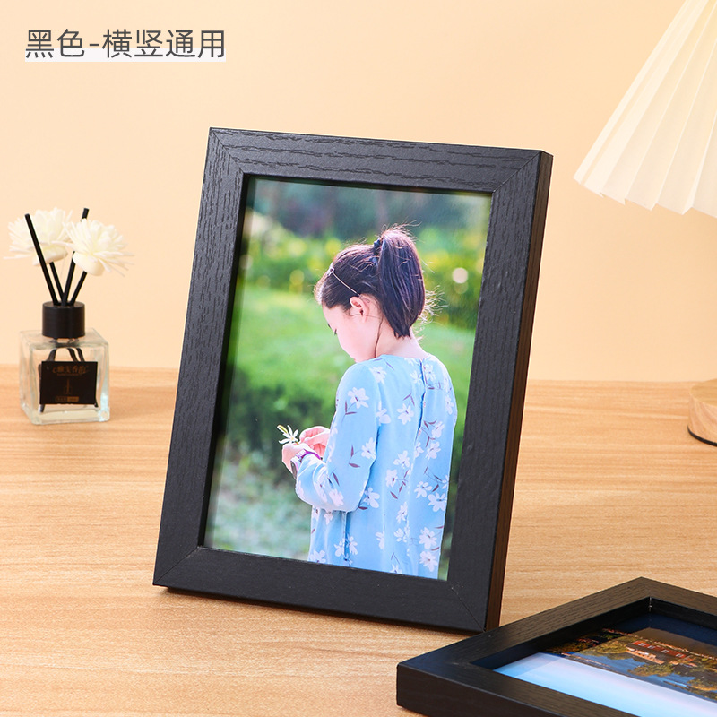 Picture of Simple wooden photo frame table 6 inch 7 inch 8 inch 10 inch puzzle photo album frame wholesale A4 children's picture frame wall