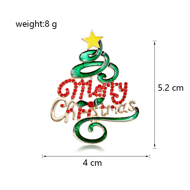 Picture of Cross-border brooch jewelry Europe and the United States Christmas brooch wholesale rhinestone painting drop oil Christmas tree brooch Christmas wholesale