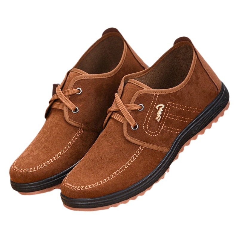 2025 Spring New Men's Board Shoes Beef Tendons Soft Sole Breathable Casual Sports Steeped Single-layer Shoes Lace-up Old Beijing Cloth Shoes