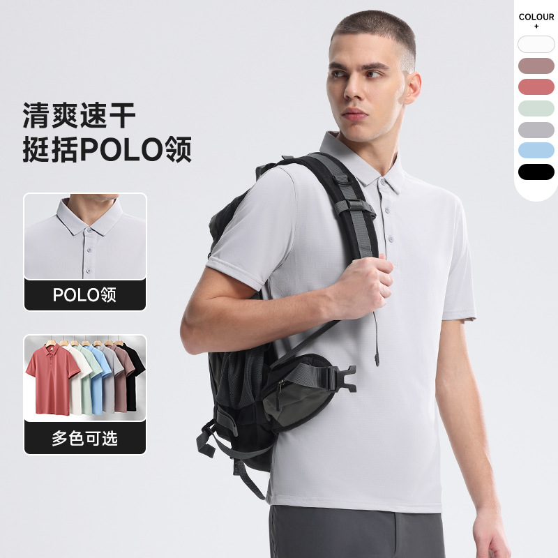 Dijia Men's 2025 Quick-Drying Ice Silk Polo Shirt Sports Breathable Men's T-Shirt Short Sleeve Urban Business Commuting