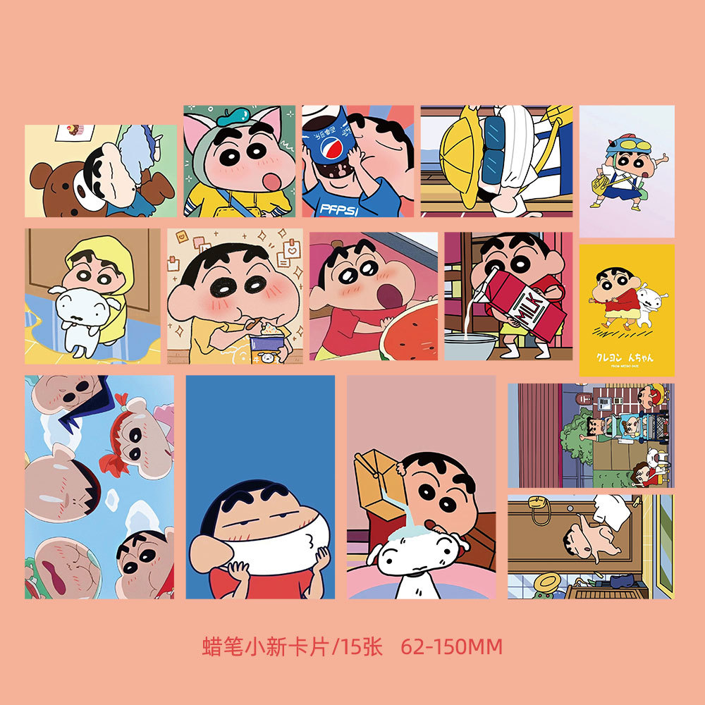 Picture of 15 cartoon cute crayon small new card message card postcard indoor bedroom wall decoration wall sticker