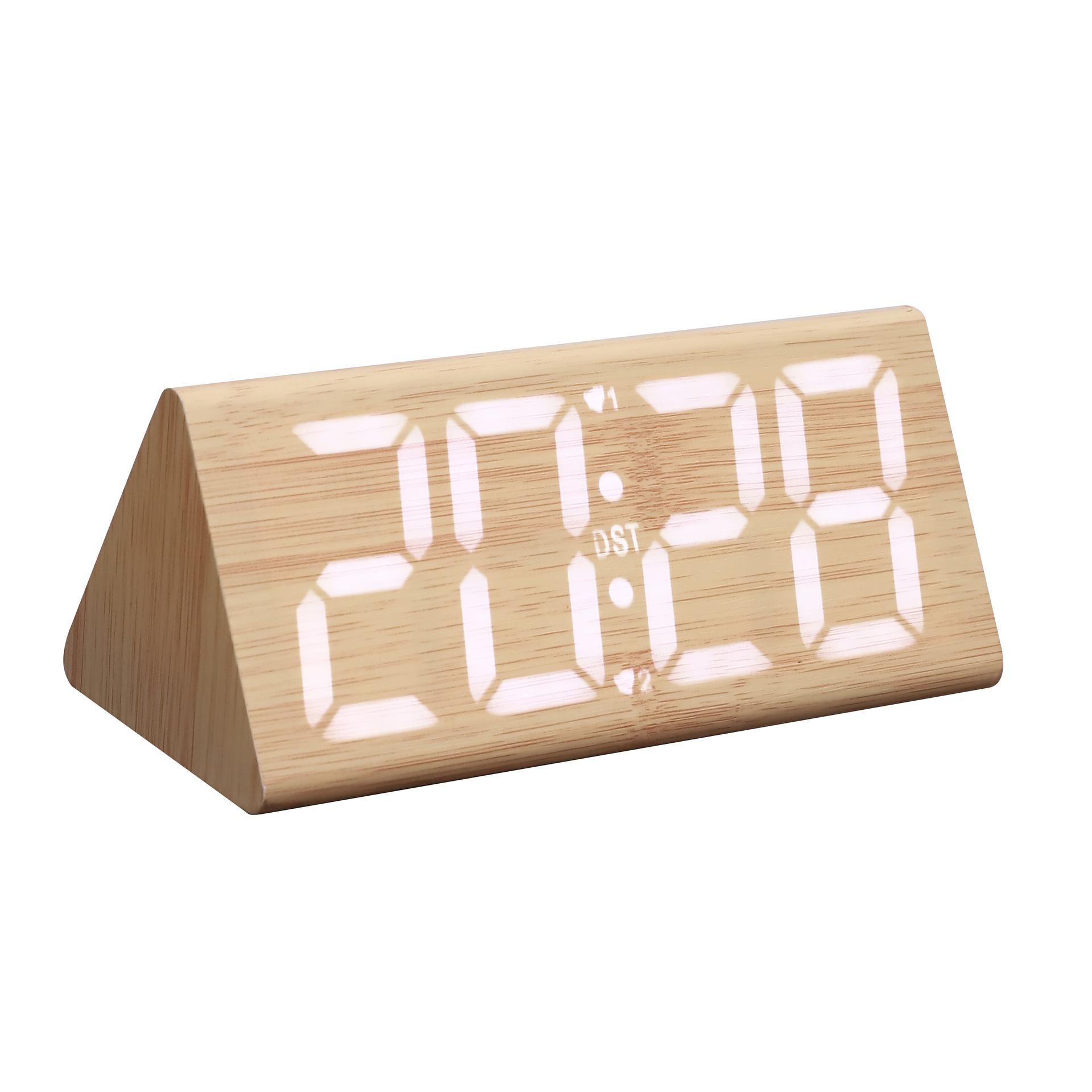 Picture of Multifunctional Perpetual Calendar Pvc Wooden Clock Digital Led Wooden Clock Student Snooze Alarm Clock Digital Desktop Clock