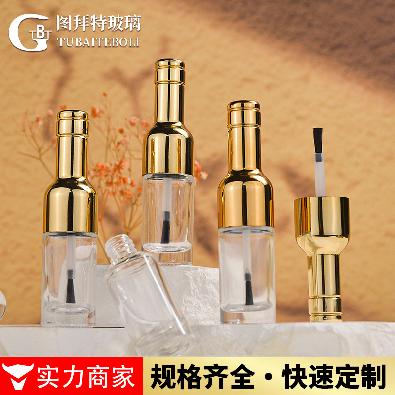 SOURCE Factory nail polish glass bottle large capacity 10ml lip glaze lip gloss empty bottle red wine bottle brush