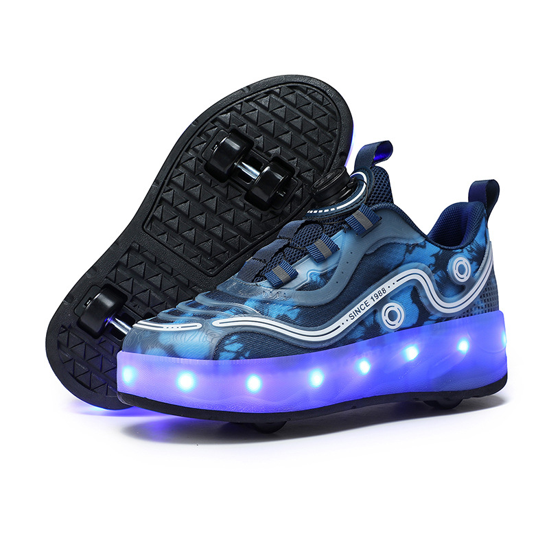 Picture of Cross-border foreign trade heywalk shoes for boys and girls four-wheel double-wheel LED flashing light luminous automatic invisible pulley skates