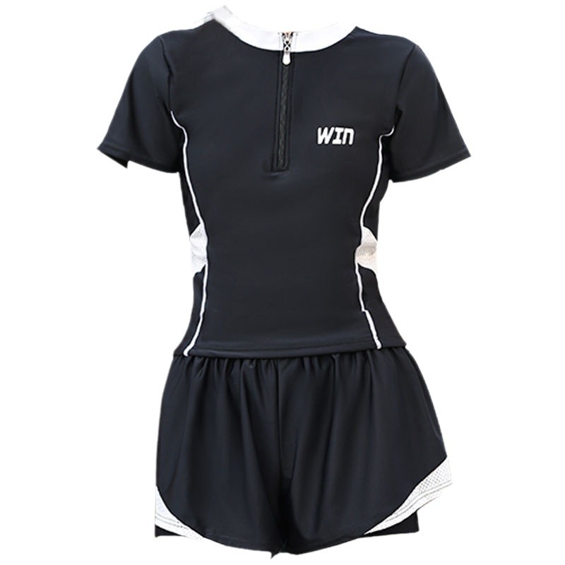 Picture of Big Children's Split Swimsuit Women's 2025 Summer Student Sports Style Conservative Boxer Anti-Exposure Swimming Pool Special Swimsuit
